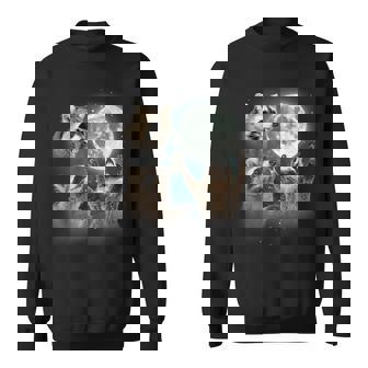 Raccoon 3 Racoons Howling At Moon Weird Meme Sweatshirt - Monsterry