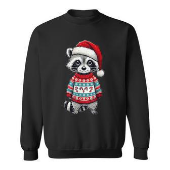 Raccoon Ugly Sweater Santa Hat Christmas Sweatshirt - Geschenkecke