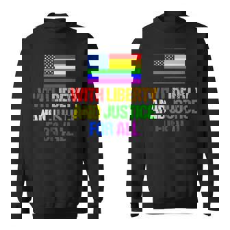 Rainbow American Flag Gay Equal Rights LGBTQ Liberty Sweatshirt - Monsterry