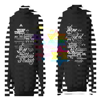Rainbow Pansexual Trans Non Binary Flag Star Of David LGBT Sweatshirt - Monsterry