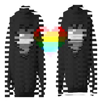 Rainbow Pixelated Heart Retro Valentines Day Gamer Sweatshirt - Monsterry
