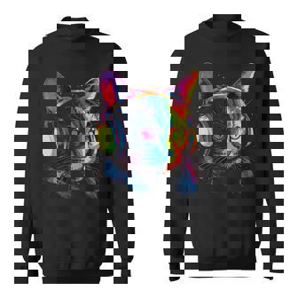 Rave Cat EDM Kitten DJ Cat Tech House Music Headphones Kitty Sweatshirt - Monsterry