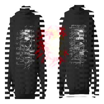 Red Spider Lily Flower Japanese Skull Otaku Backprinted Sweatshirt - Monsterry