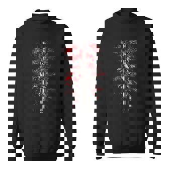 Red Spider Lily Flower Samurai Katana Japanese Anime Otaku Sweatshirt - Monsterry