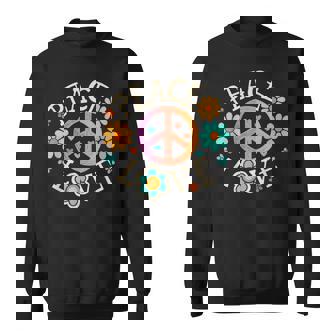 Retro 60s 70s Groovy Hippie Flowers Peace Sign Peace Love Sweatshirt - Monsterry