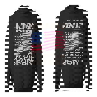 Retro Flag Hands Off My Social Security Protest Vintage Sweatshirt - Thegiftio UK