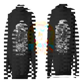 Retro Hawaiian Dachshund Dog Tropical Floral Summer Vibes Sweatshirt - Monsterry