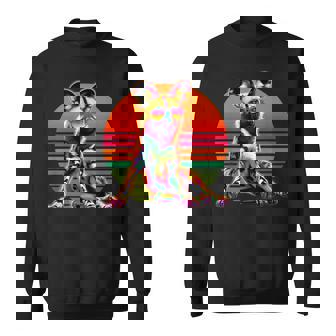 Retro Sunset Sunglasses African Wild Dog Painted Dog Sweatshirt - Monsterry