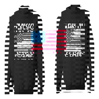 Retro US Flag Military Vet Appreciation Thank You Veterans Sweatshirt - Monsterry