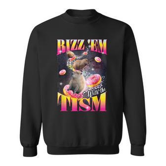 Rizz 'Em With The Tism Donut Capybara Sweatshirt - Monsterry