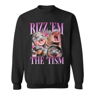 Rizz Em With The Tism Meme Moo Deng Sweatshirt - Monsterry