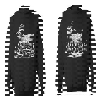 Sacred Goat With Candles Mystical Horror Ritual Paganism Sweatshirt - Monsterry