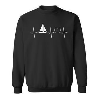 Sailing Boat Heartbeat Sailing Ecg Catamaran Skipper Sailer Sweatshirt - Geschenkecke