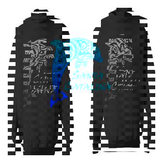 Santa Catalina California Vintage Retro Tribal Dolphin Sweatshirt - Monsterry