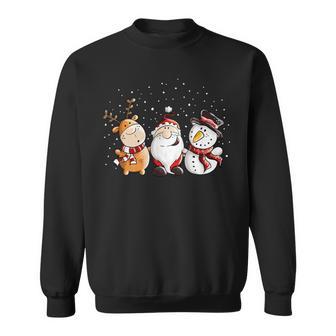 Santa Claus Reindeer And Snowman In The Snow I Christmas Sweatshirt - Geschenkecke