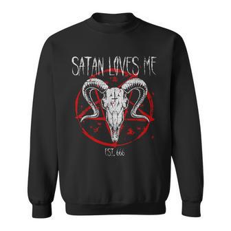 Satanist Baphomet 666 Satanism Satan Loves Me Sweatshirt - Geschenkecke