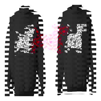 Scottie Scottish Terrier Heart Dog Valentine's Day T-Shirt Sweatshirt - Monsterry