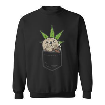 Sea Otter Smoking Weed Cannabis Blunt 420 Thc Stoner Sweatshirt - Geschenkecke