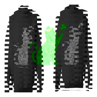 Shamrock Cat Graphic Saint Patrick Day Cat Sweatshirt - Monsterry