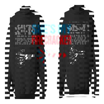 She's My Firecracker 4th Of July Fireworks Matching Couples Sweatshirt - Monsterry