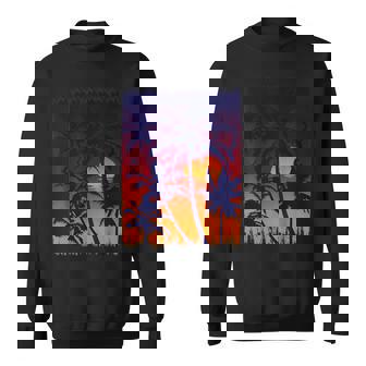 Silhouette De Palmier Plage Tropicale Coucher De Soleil Sweater e - Cadeauxyz