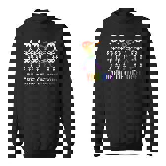 Skeleton Dabbing Dare To Be Yourself LGBT Gay Pride Month Sweatshirt - Monsterry