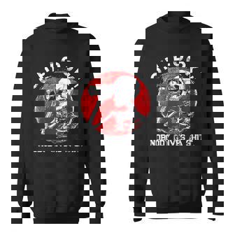 Skeleton Oh Look Nobody Gives A Shit On Back Sweatshirt - Seseable