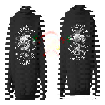 Skeleton Skull Santa Pirate Candy Cane Christmas Jolly Roger Sweatshirt - Monsterry