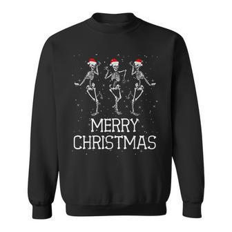 Skeletons Dance With Christmas Hats Merry Christmas Skeleton Sweatshirt - Geschenkecke