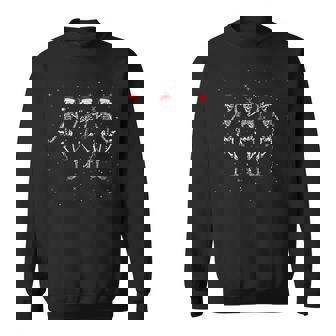 Skeletons Dancing With Xmas Hats Christmas Skeleton Sweatshirt - Monsterry