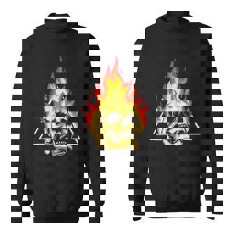 Skull Pyro Burning Skeleton Fire Fireworks Pyrotechnician Sweatshirt - Monsterry
