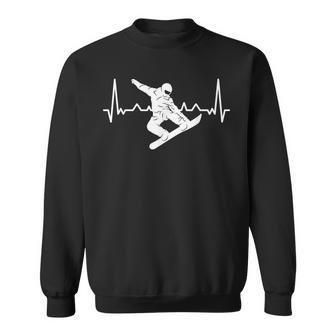 Snowboarding With Heartbeat Pulse Ecg And Snowboarder Sweatshirt - Geschenkecke