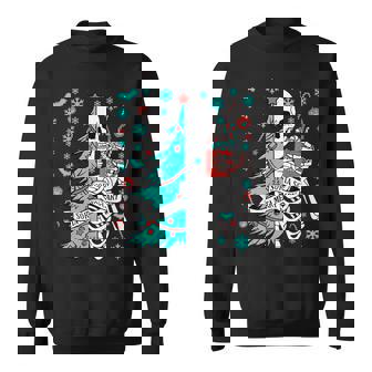 Sorta Merry Sorta Scary Christmas Skeleton Tree Santa Sweatshirt - Monsterry