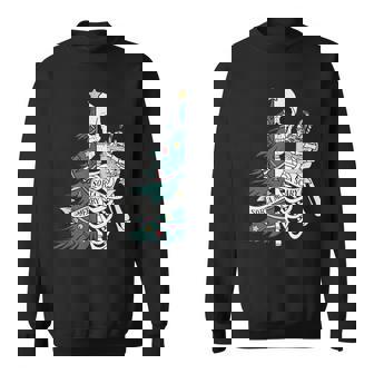 Sorta Scary Merry Sorta Christmas Skeleton Tree Santa Half Sweatshirt - Monsterry