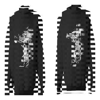Squirrel Playing Trumpet Trumpeter Instrument Musician Sweatshirt - Monsterry