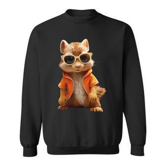 Squirrel With Sunglasses Animal Lovers Cute Rodent Sweatshirt - Geschenkecke