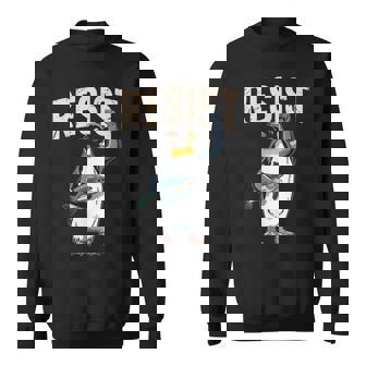 I Stand With Penguin Resist Penguins Protest Against Tariffs Sweatshirt - Monsterry