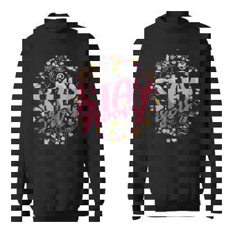 Stay Groovy Peace Sign Flower Retro Hippie 70s 80s Vintage Sweatshirt - Monsterry