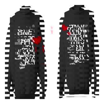 Stealing Hearts Like I Steal Bases Baseball Valentines Day Sweatshirt | Mazezy