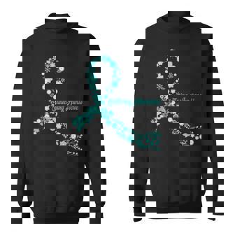 Stuttering Awareness Hippie Flower Teal Ribbon Support Sweatshirt - Monsterry