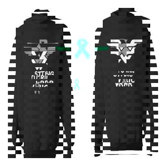 Stuttering Awareness Warrior Support Sea Green Ribbon Tank Top Sweatshirt - Monsterry
