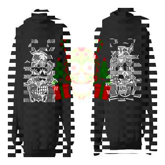 Sugar Skull Christmas Tree Cool Mexican Skeleton X-Mas Sweatshirt - Monsterry