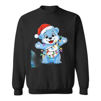 Süßer Weißer Bär In Weihnachtsmannmütze Mit Weihnachtslichtern Sweatshirt - Geschenkecke