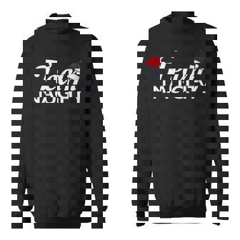 Team Naughty T-Shirt Couple Matching Outfit With Team Nice Sweatshirt - Monsterry