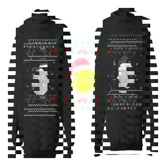 Tennis Ball Santa Christmas Lights Festive Sweater Sweatshirt - Monsterry