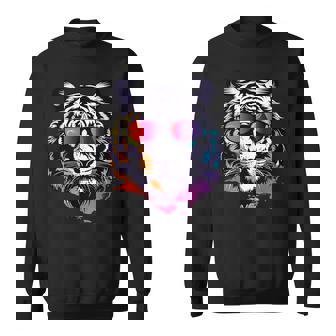 Tête De Tigre Blanc Et Coloré À L'allure Cool Sweater e - Cadeauxyz