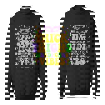 Thick Thighs Mardi Gras Vibes Fleur De Lis Mardi Gras Sweatshirt - Thegiftio