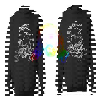 Tie Dye JESUS Abstract Face Shirt Face Jesus Christ Lines 2 Sweatshirt - Monsterry