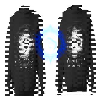 Totality Solar Eclipse 2024 Bleu Yin Yang Duality Sweater e - Cadeauxyz