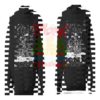 Toy Poodle Dog Lights Xmas Tree Santa Toy Poodle Christmas Sweatshirt - Monsterry